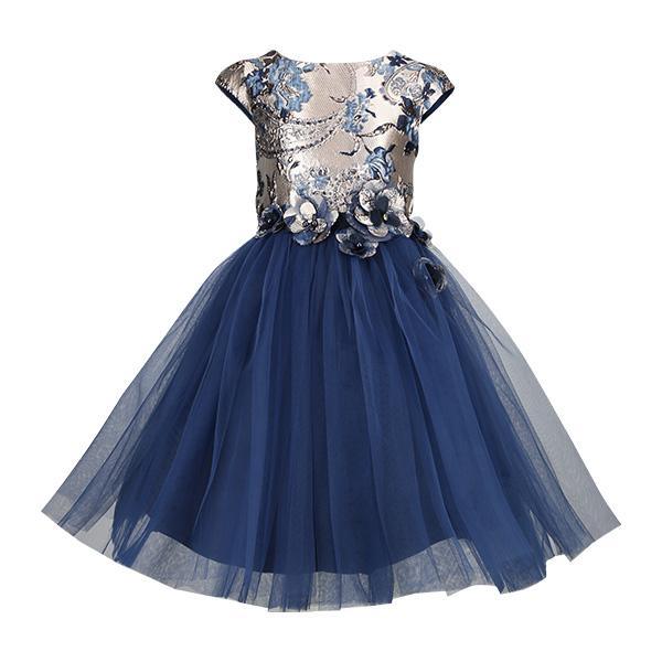 Girls navy clearance and gold dress