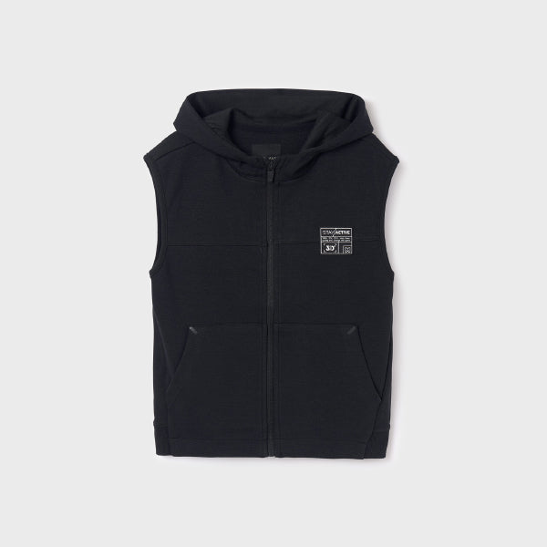 BOYS BLACK SLEEVELESS HOODIE