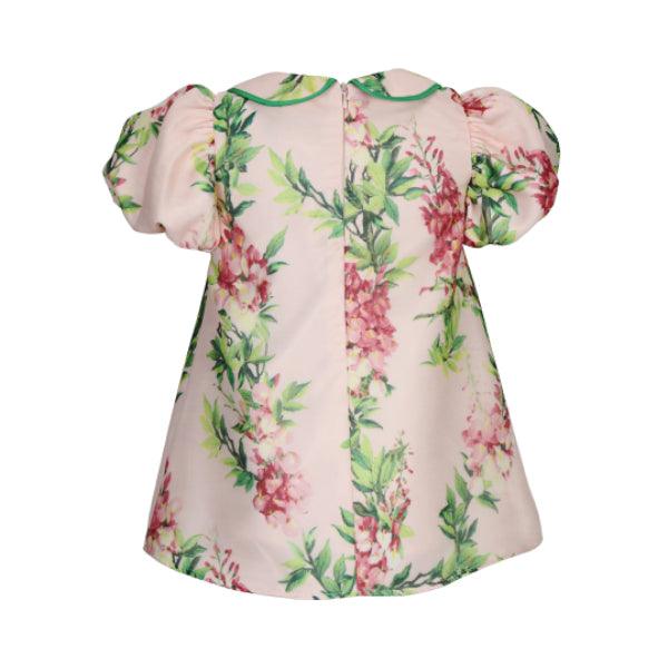 FLORAL A-LINE DRESS WITH PUFF SLEEVE AND PETER PAN COLLAR - ruffntumblekids