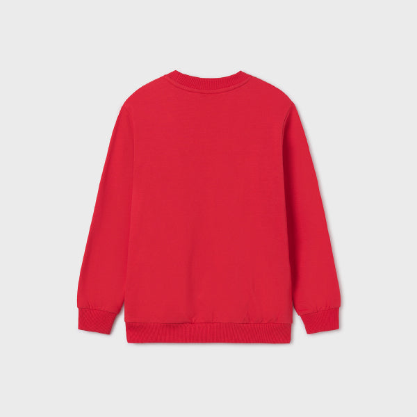 RED LONG SLEEVE GRAPHIC PULLOVER FOR BOYS