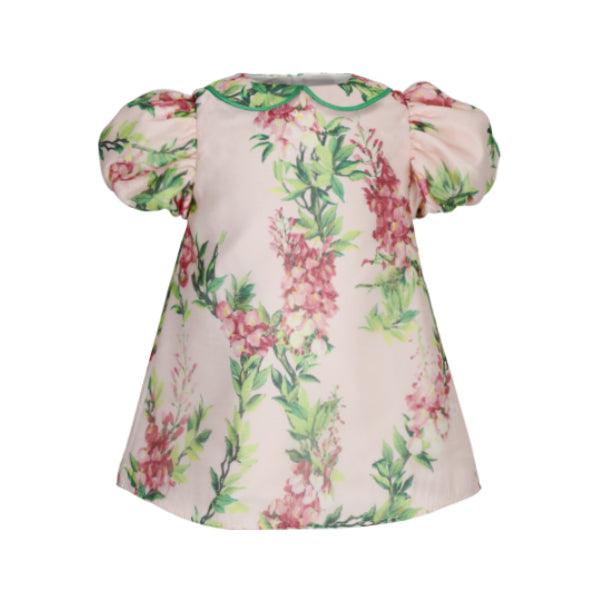 FLORAL A-LINE DRESS WITH PUFF SLEEVE AND PETER PAN COLLAR - ruffntumblekids