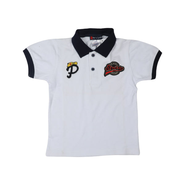 WHITE SHORT SLEEVE EMBROIDERED POLO