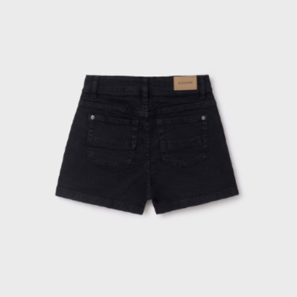 GIRLS BLACK BASIC DENIM SHORT