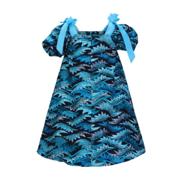 BLUE AND BLACK ANKARA A-LINE DRESS