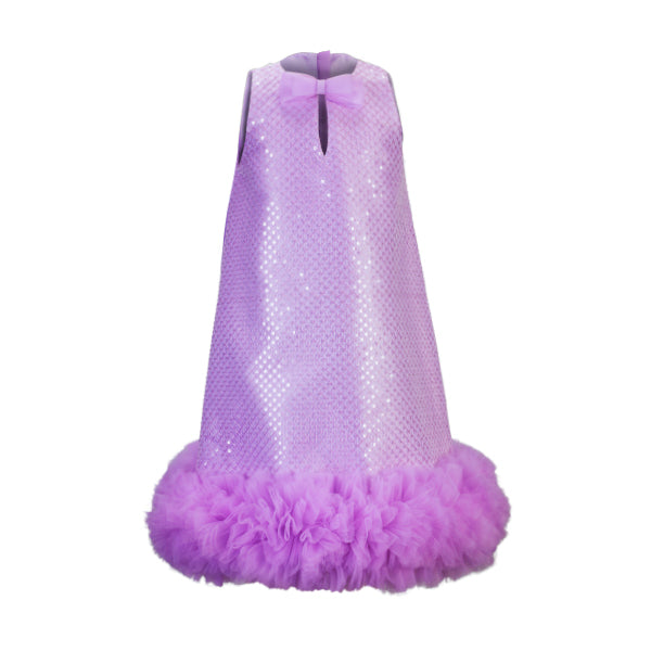 GIRL LILAC SEQUIN A-LINE DRESS