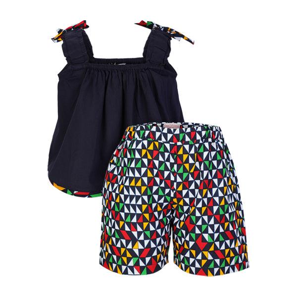 MULTI-COLOUR ANKARA ELASTICATED WAIST SHORT SET - ruffntumblekids