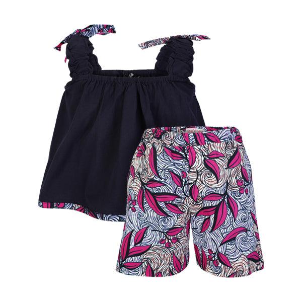 PINK AND LILAC ANKARA ELASTICATED WAIST SHORT SET - ruffntumblekids