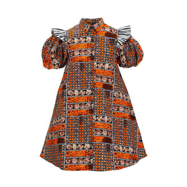 GIRLS ANKARA SHORT SLEEVE DRESS