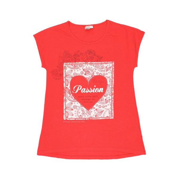 RED SHORT SLEEVE 'PASSION' T-SHIRT FOR GIRLS - ruffntumblekids