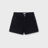 GIRLS BLACK BASIC DENIM SHORT