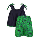 GREEN ANKARA ELASTICATED WAIST SHORT SET - ruffntumblekids