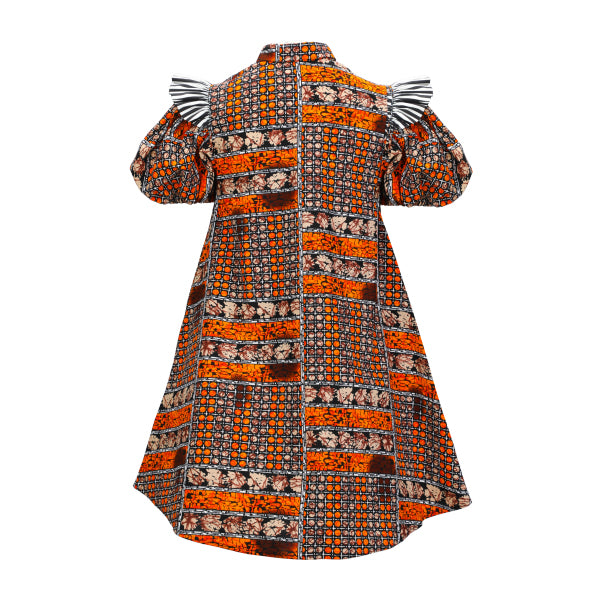 GIRLS ANKARA SHORT SLEEVE DRESS