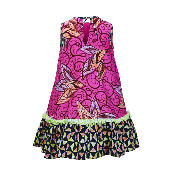 FLORAL ANKARA SLEEVELESS A-LINE DRESS