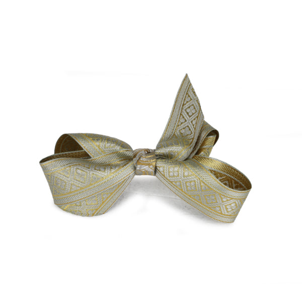 GIRLS SIVER GOLDLINED HAIR BOW