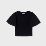 GIRLS BLACK FLARED SLEEVE TOP