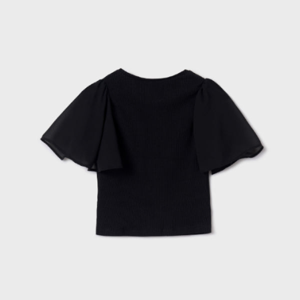 GIRLS BLACK FLARED SLEEVE TOP