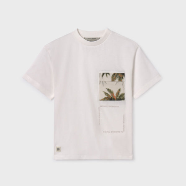 CREAM SHORT SLEEVE T-SHIRT WITH GRAPHIC PRINT