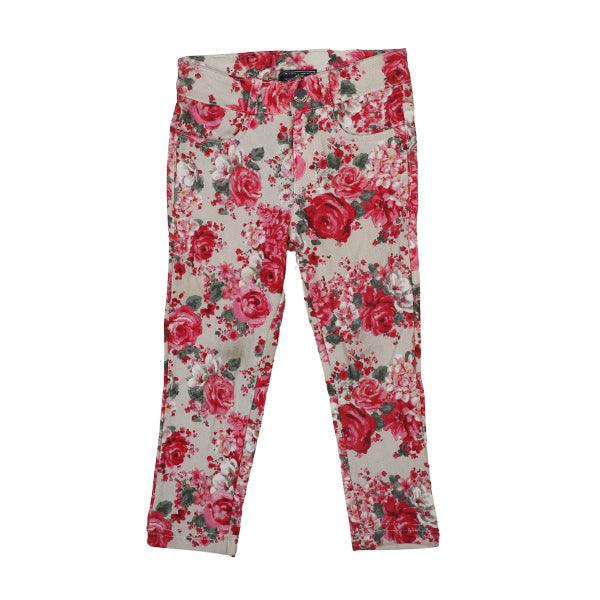 GIRLS RED FLORAL PRINTED JEGGINGS - ruffntumblekids