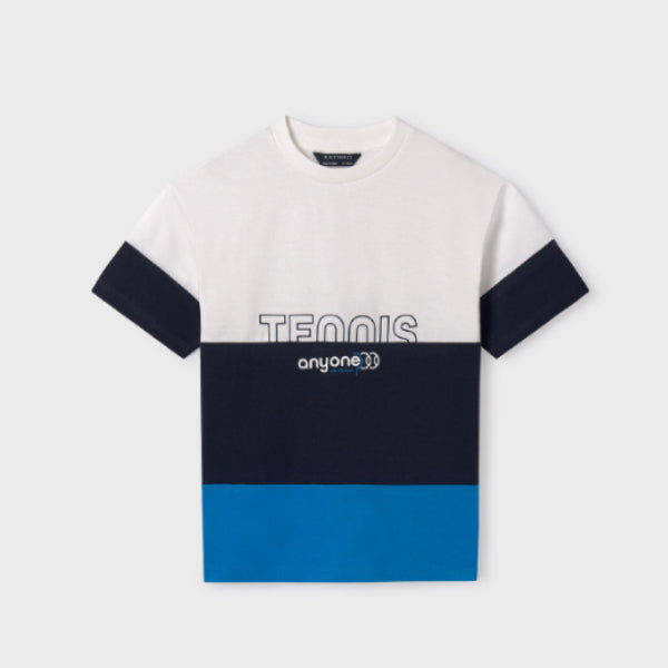 BOYS WHITE AND BLUE SHORT SLEEVE T-SHIRT