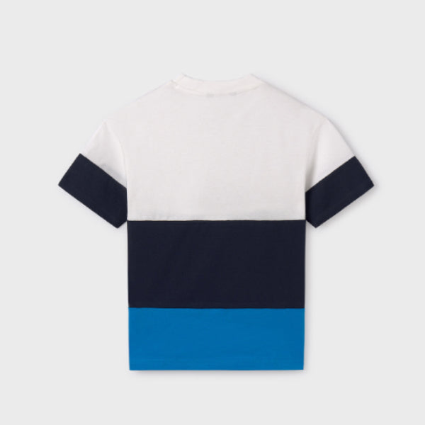 BOYS WHITE AND BLUE SHORT SLEEVE T-SHIRT