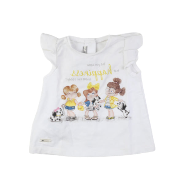 WHITE AND BANANA 'GIRL' TOP FOR GIRLS