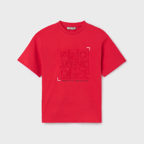 RED GRAPHIC SHORT SLEEVE T-SHIRT FOR BOYS