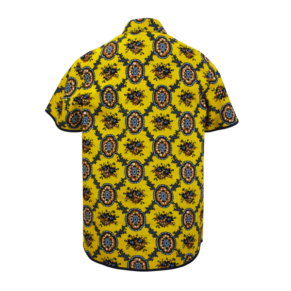 YELLOW ANKARA SHORT SLEEVE SHIRT
