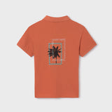 PEACH SHORT SLEEVE POLO T-SHIRT WITH GRAPHIC PRINT FOR BOYS