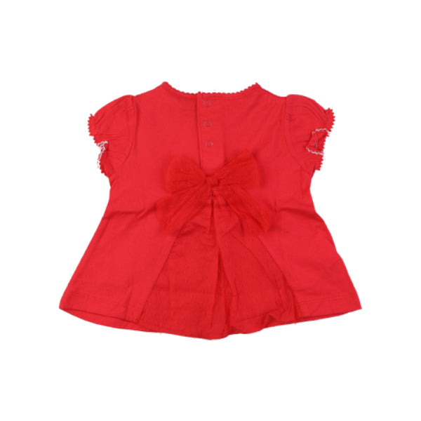 GIRLS RED BLOUSE WITH FLOWERS