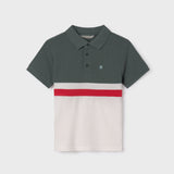 CREAM AND GREEN SHORT SLEEVE POLO