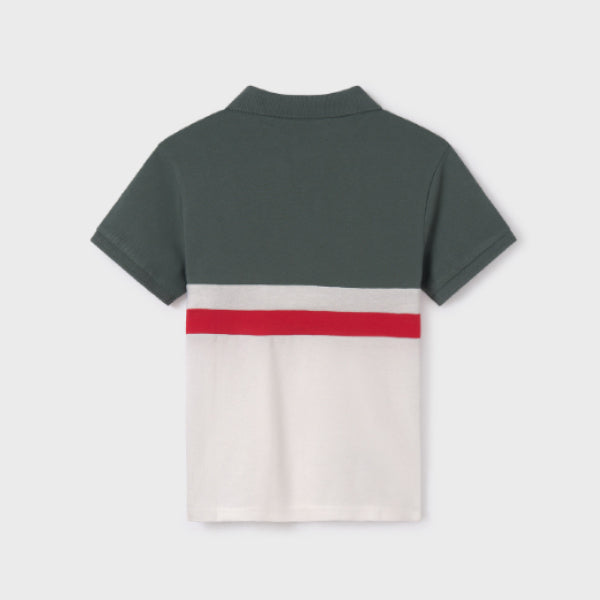 CREAM AND GREEN SHORT SLEEVE POLO