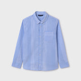 BOYS LIGHT BLUE OXFORD STRIPES LONG SLEEVE SHIRT