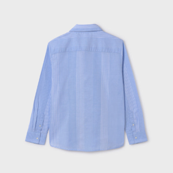 BOYS LIGHT BLUE OXFORD STRIPES LONG SLEEVE SHIRT