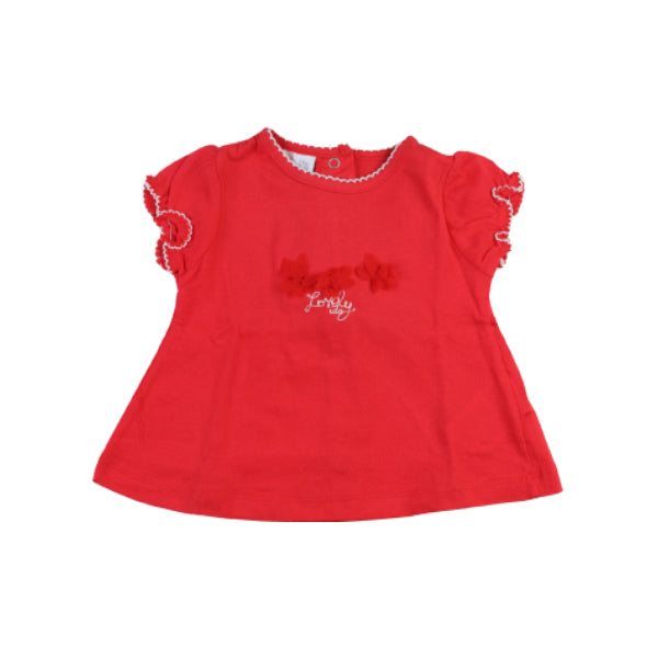 GIRLS RED BLOUSE WITH FLOWERS