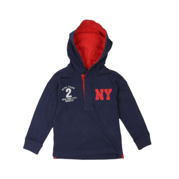 NAVY BLUE HOODIE LONG SLEEVE POLO