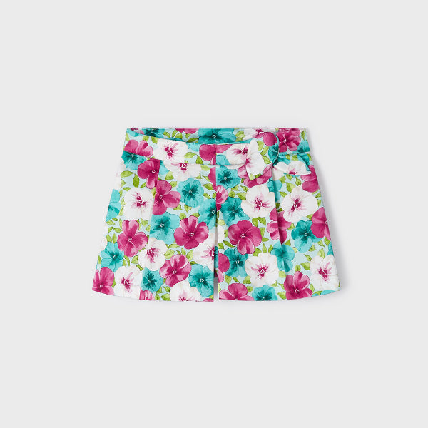 PINK AND BLUE FLORAL SATIN SHORT