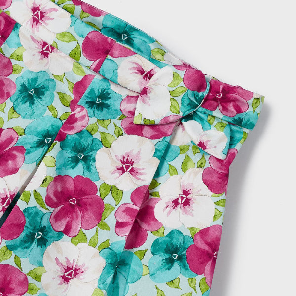 PINK AND BLUE FLORAL SATIN SHORT