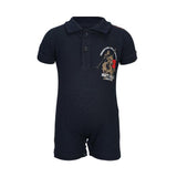 BOYS NAVY BLUE SHORT SLEEVE PLAYSUIT - ruffntumblekids