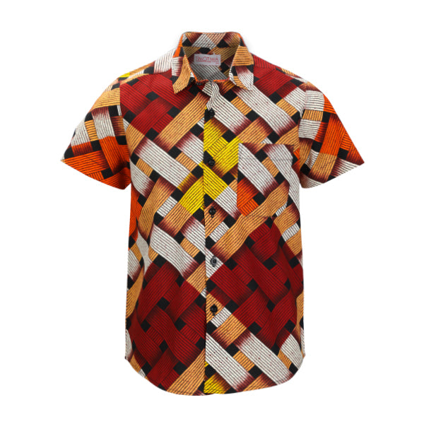 MULTI-COLOR ANKARA SHORT SLEEVE SHIRT