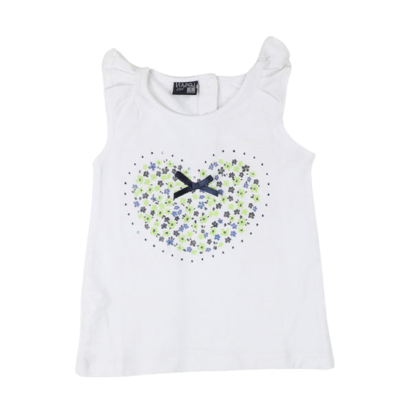 WHITE WITH HEART PRINT TOP