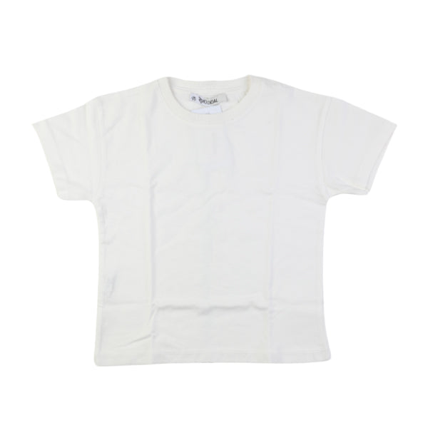 CREAM SHORT SLEEVE ROUND NECK PLAIN T-SHIRT