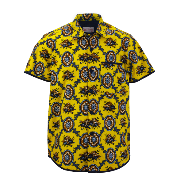 YELLOW ANKARA SHORT SLEEVE SHIRT