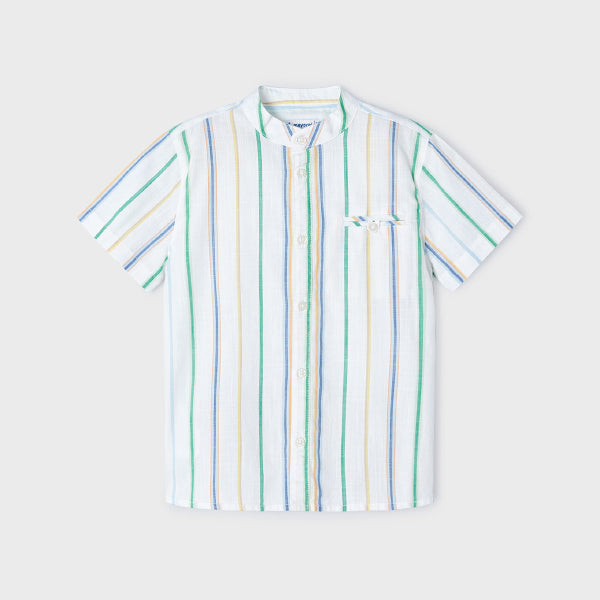 WHITE STRIPE SHORT SLEEVE SHIRT FOR BOYS