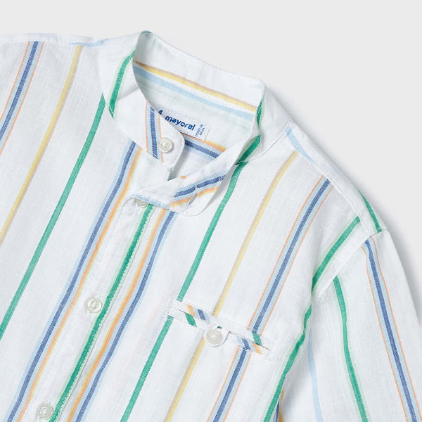 WHITE STRIPE SHORT SLEEVE SHIRT FOR BOYS