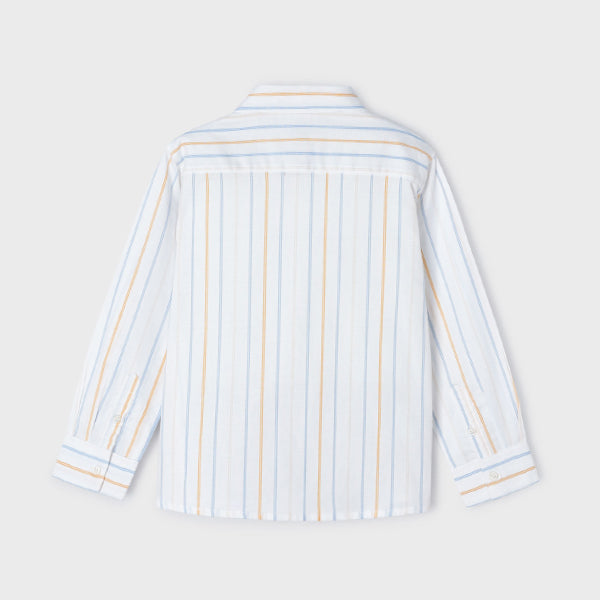 WHITE LONG SLEEVE STRIPE SHIRT FOR BOYS