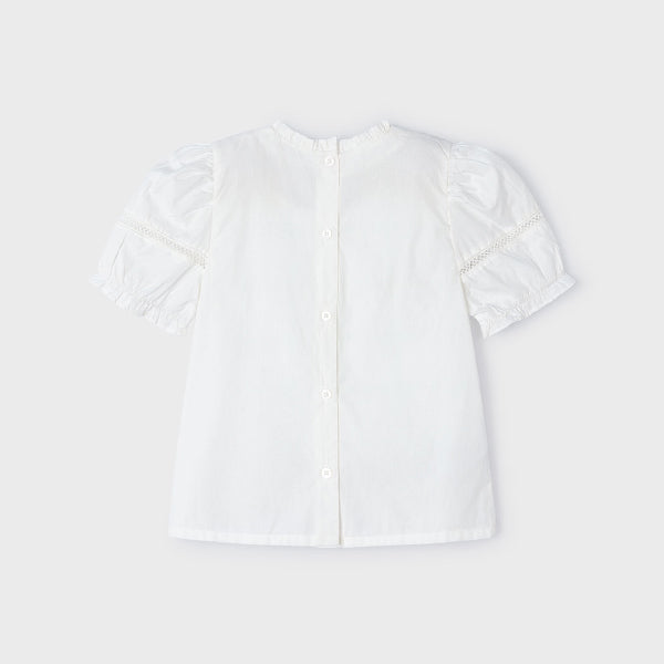 WHITE PUFFED SLEEVE BLOUSE FOR GIRLS