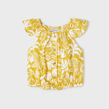 GIRLS YELLOW FLORAL PRINT BLOUSE