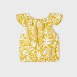 GIRLS YELLOW FLORAL PRINT BLOUSE