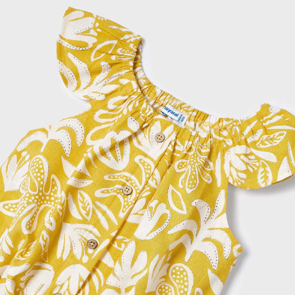 GIRLS YELLOW FLORAL PRINT BLOUSE