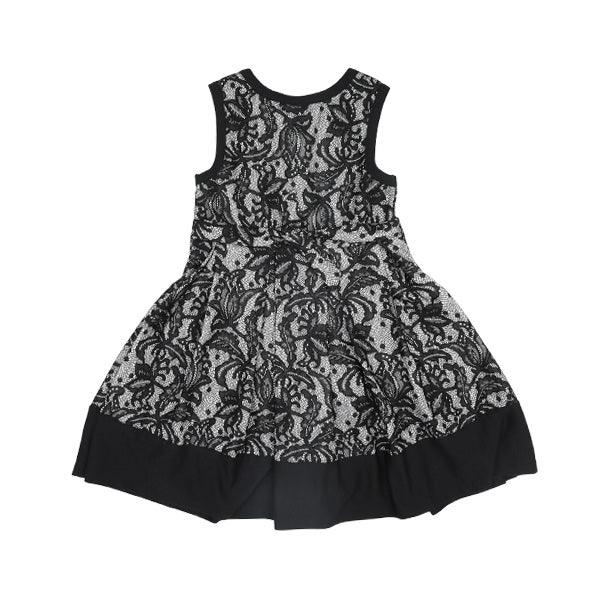 BLACK BONDED LACE A-LINE DRESS FOR GIRLS - ruffntumblekids